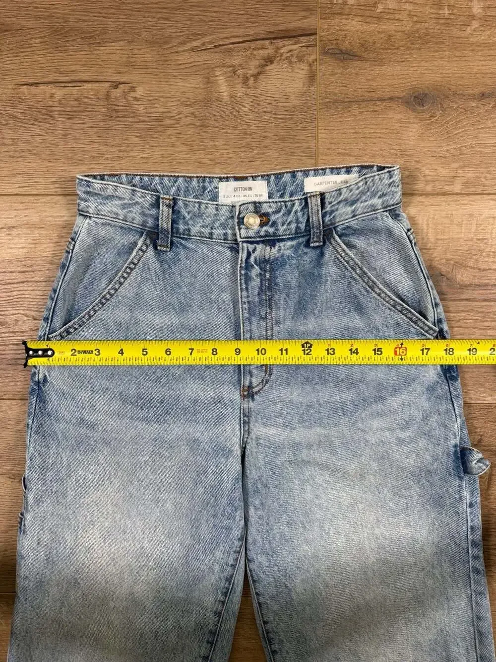 Cotton On Carpenter Jeans Womens 4 Acid Wash Blue High Rise Wide Leg Utility